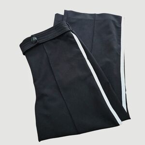 Elie Tahari Wide Leg Black And White Stripe Pintuck Pull On Trouser Pants, XL